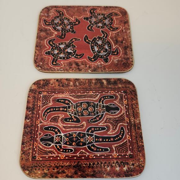 Chelsy Set Of 6 Cork Back Souvenir Tribal Animal Print Coasters Souvenir Box - Picture 4 of 13